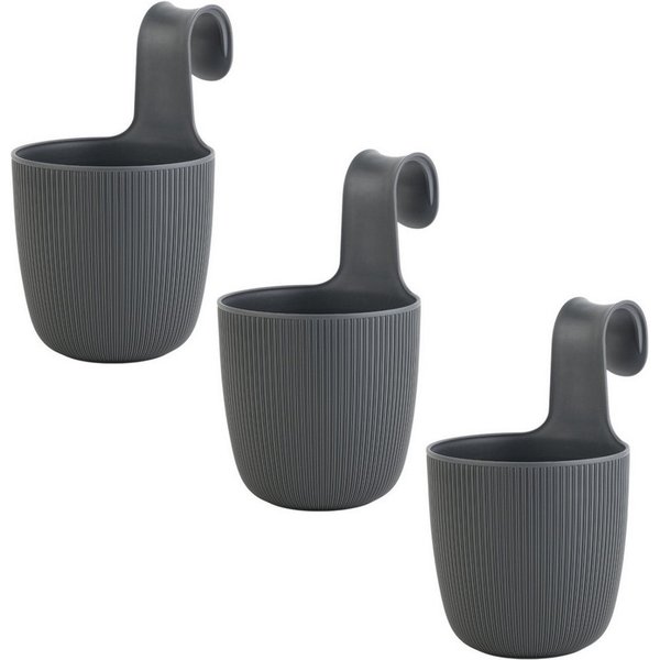 Engelland Blumentopf Blumentopf zum Hängen (Vorteils-Set, 3 St., Fassungsvermögen 2,3 Liter), UV-Beständig, Frostbeständig, Drainagesystem, ideal für Geländer/Z