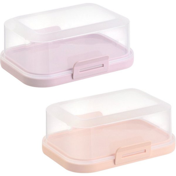 Engelland Butterdose Stapelbare Butter-/Käsedose, Kunststoff, (Vorteils-Set, 2-tlg., mit sicherem Klickverschluss), stapelbar, platzsparend, Ordnung im Kühlschr