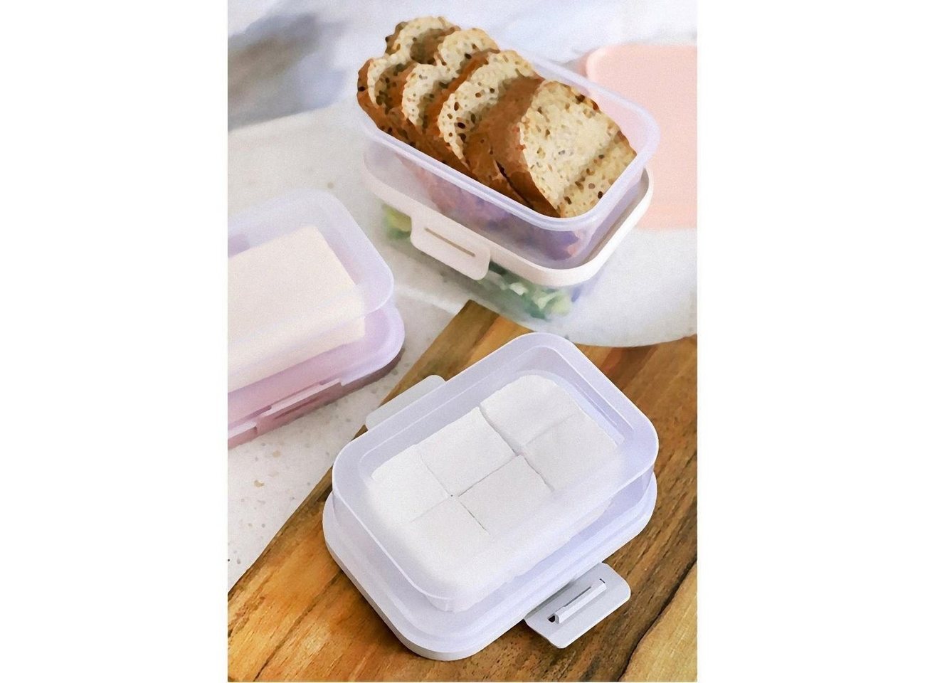 Engelland Butterdose Stapelbare Butter-/Käsedose, Kunststoff, (Vorteils-Set, 1-tlg., mit sicherem Klickverschluss), stapelbar, platzsparend, Ordnung im Kühlschr – Bild 3 von 5