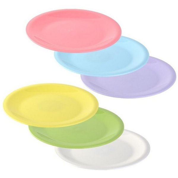 Engelland Dessertteller Kinderteller-Set, farbenfroh, (6 St), Ø 19 cm, BPA-frei, bunt, flach, wiederverwenbar, Kunststoff