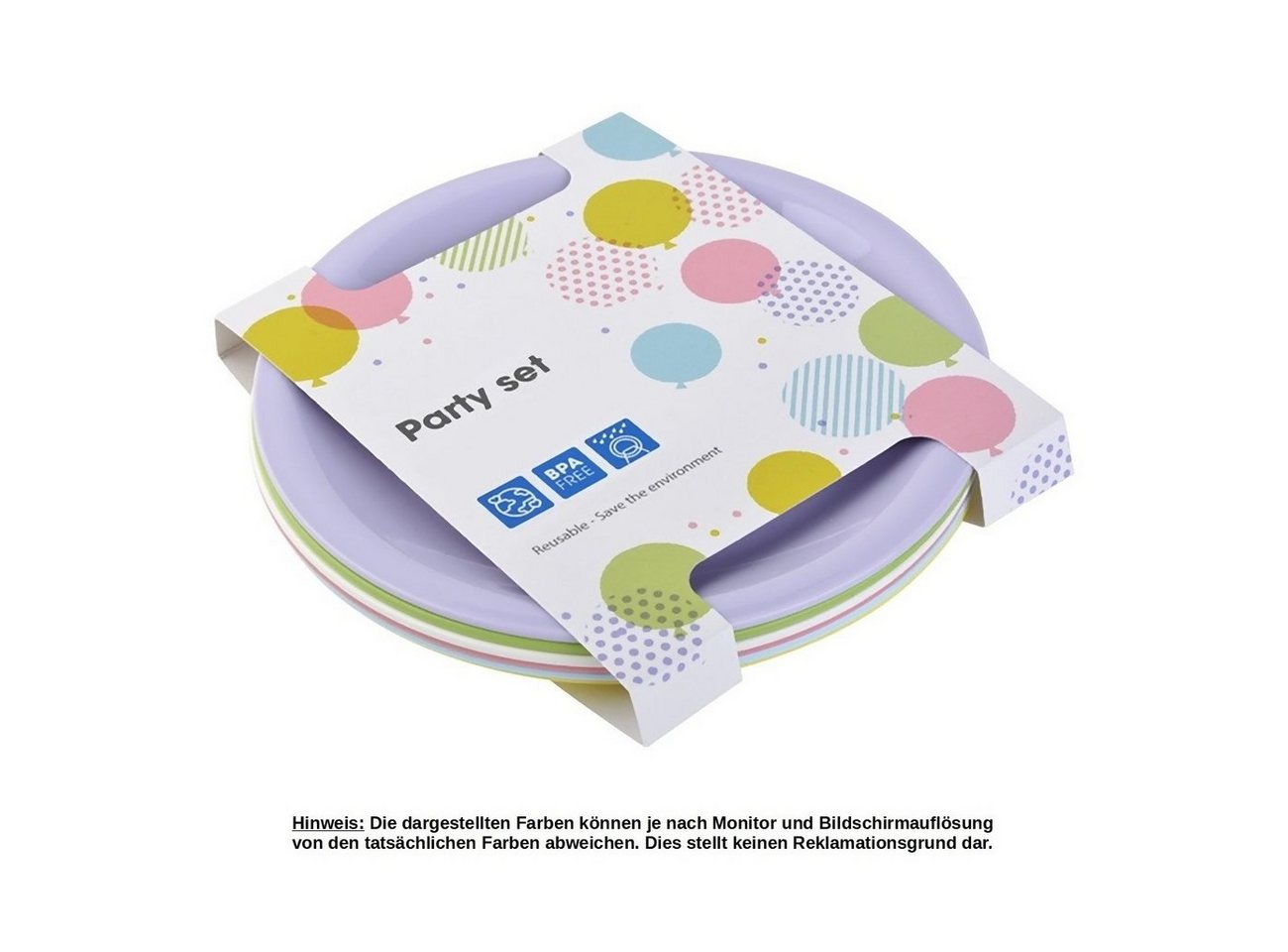Engelland Dessertteller Kinderteller-Set, farbenfroh, (6 St), Ø 19 cm, BPA-frei, bunt, flach, wiederverwenbar, Kunststoff – Bild 2 von 4
