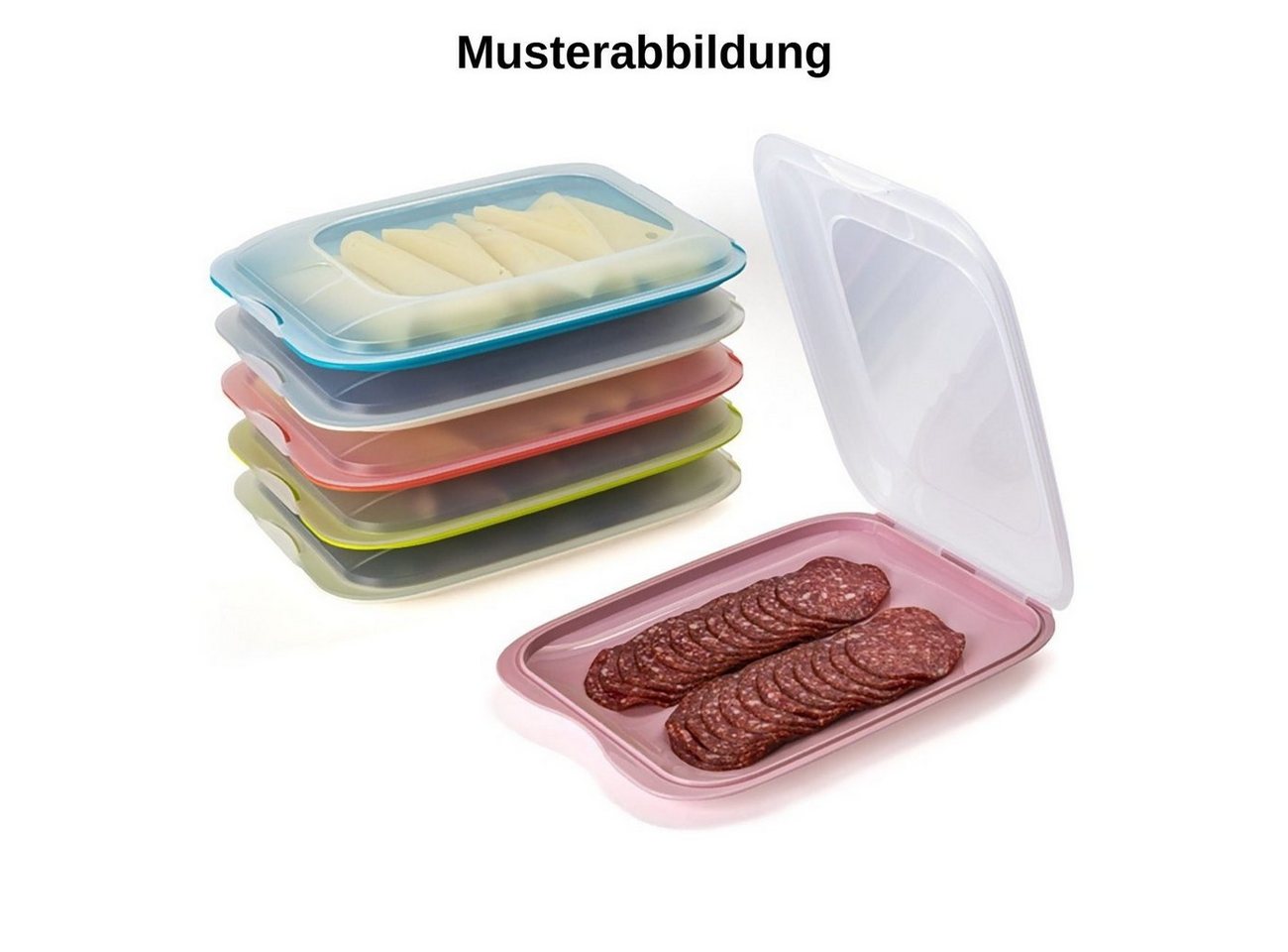 Engelland Frischhaltedose Aufschnittdosen, Aufschnittbox, PP-Kunststoff, BPA-frei, (Vorteils-Set, 4-tlg., mit transparentem Deckel), stapelbar, platzsparend, Or – Bild 4 von 5