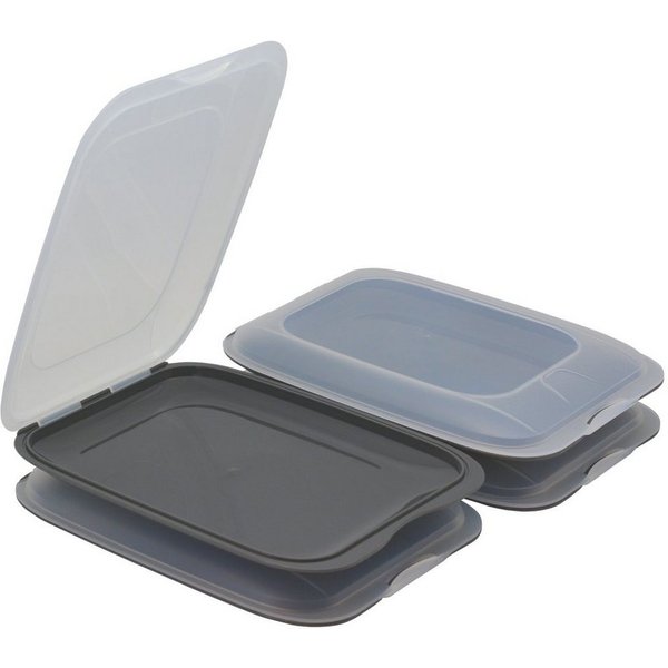 Engelland Frischhaltedose Aufschnittdosen, Aufschnittbox, PP-Kunststoff, BPA-frei, (Vorteils-Set, 4-tlg., mit transparentem Deckel), stapelbar, platzsparend, Or