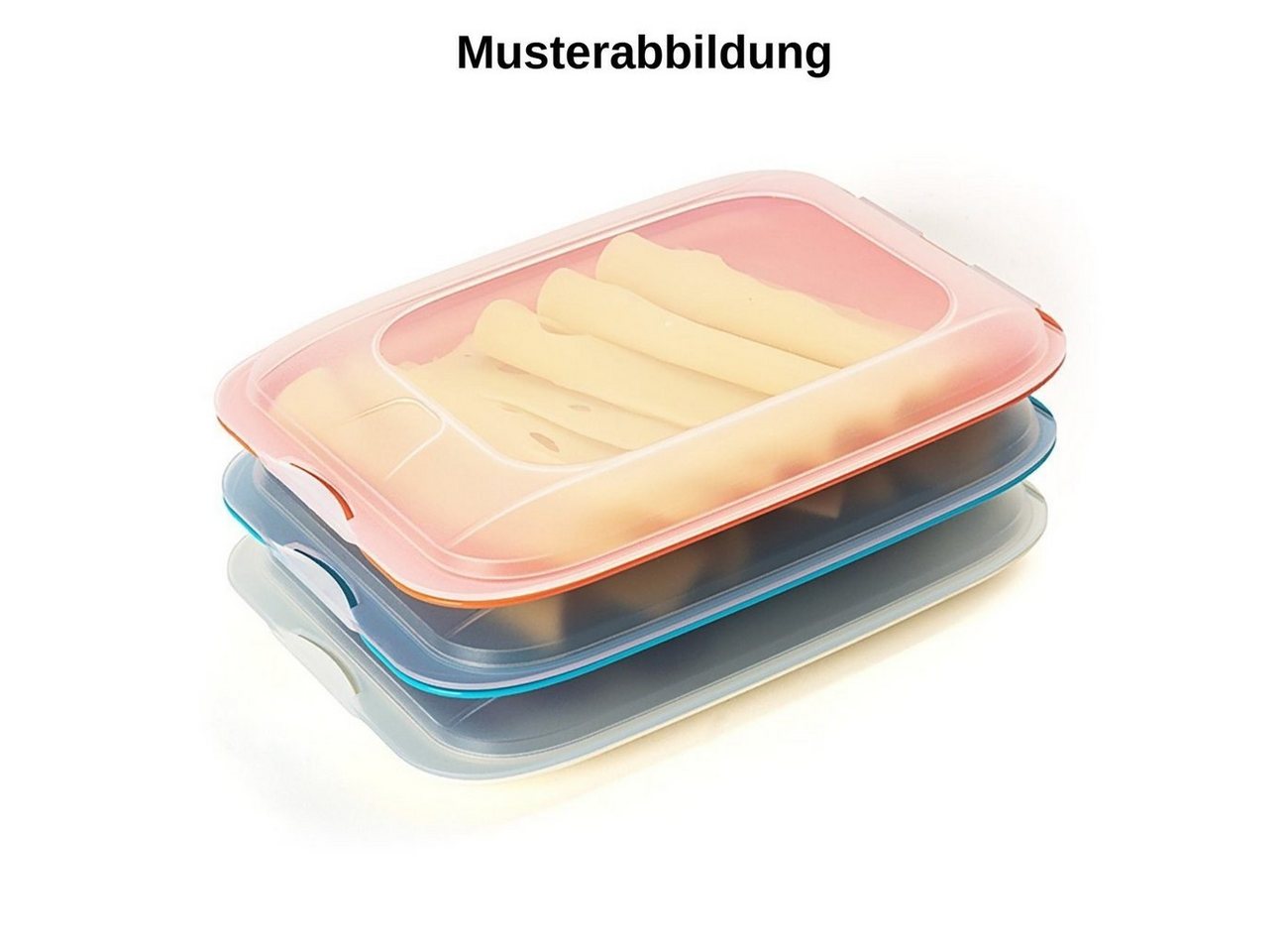 Engelland Frischhaltedose Aufschnittdosen, Aufschnittbox, PP-Kunststoff, BPA-frei, (Vorteils-Set, 4-tlg., mit transparentem Deckel), stapelbar, platzsparend, Or – Bild 3 von 5