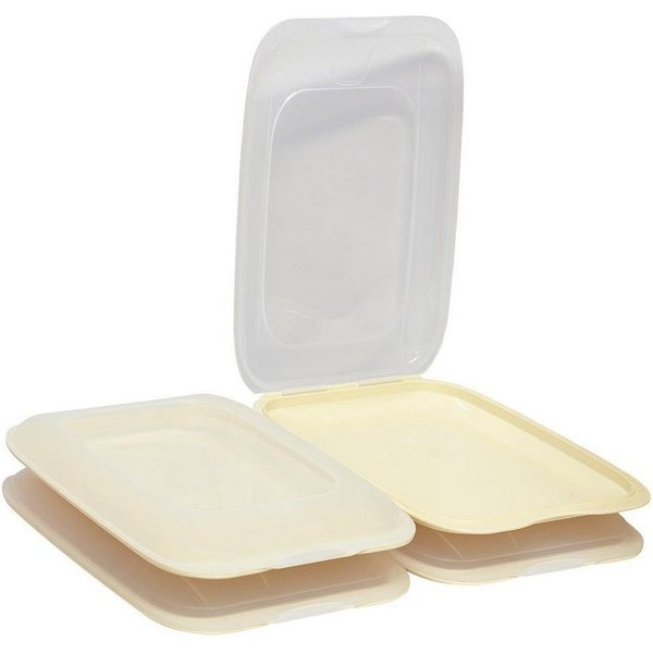 Engelland Frischhaltedose Aufschnittdosen, Aufschnittbox, PP-Kunststoff, BPA-frei, (Vorteils-Set, 4-tlg., mit transparentem Deckel), stapelbar, platzsparend, Or