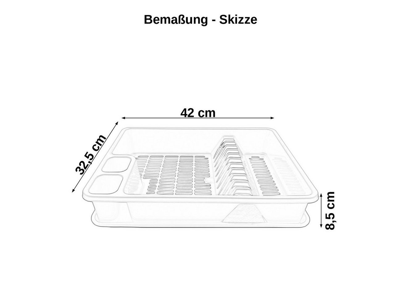 Engelland Geschirrständer Abtropfgestell, Abtropfgitter mit Wanne, für bis zu 11 Teller inkl. Besteck, spülmaschinengeeignet, BPA-frei – Bild 4 von 5