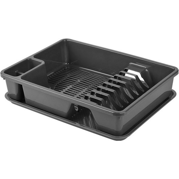 Engelland Geschirrständer Abtropfgestell, Abtropfgitter mit Wanne, für bis zu 9 Teller inkl. Besteck, spülmaschinengeeignet, BPA-frei