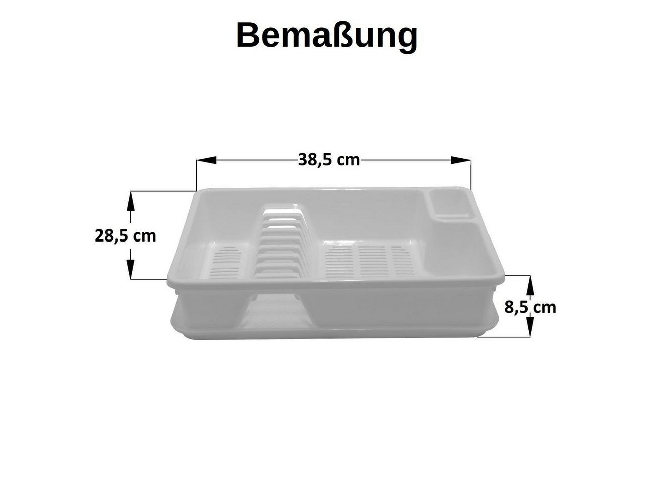 Engelland Geschirrständer Abtropfgestell, Abtropfgitter mit Wanne, für bis zu 9 Teller inkl. Besteck, spülmaschinengeeignet, BPA-frei – Bild 4 von 5