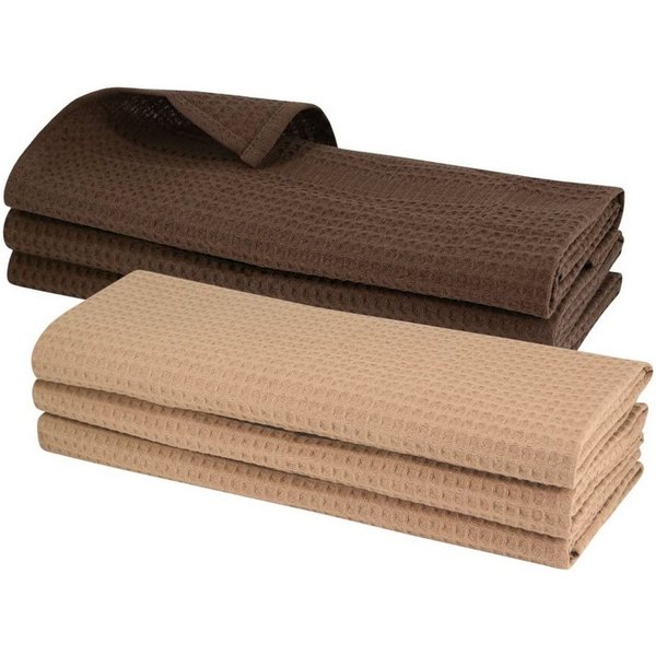 Engelland Geschirrtuch Poliertuch, (Vorteils-Set, 6-tlg., Waffel-Pique), 100 % Baumwolle, integrierte Aufhängeschlaufe, 70 x 50 cm