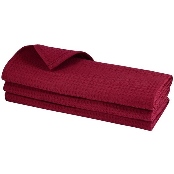 Engelland Geschirrtuch Poliertuch, (Vorteils-Set, 3-tlg., Waffel-Pique), 100 % Baumwolle, integrierte Aufhängeschlaufe, 70 x 50 cm
