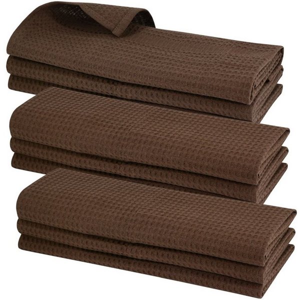 Engelland Geschirrtuch Poliertuch, (Vorteils-Set, 9-tlg., Waffel-Pique), 100 % Baumwolle, integrierte Aufhängeschlaufe, 70 x 50 cm