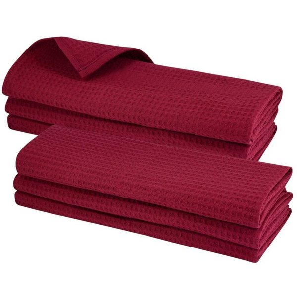 Engelland Geschirrtuch Poliertuch, (Vorteils-Set, 6-tlg., Waffel-Pique), 100 % Baumwolle, integrierte Aufhängeschlaufe, 70 x 50 cm
