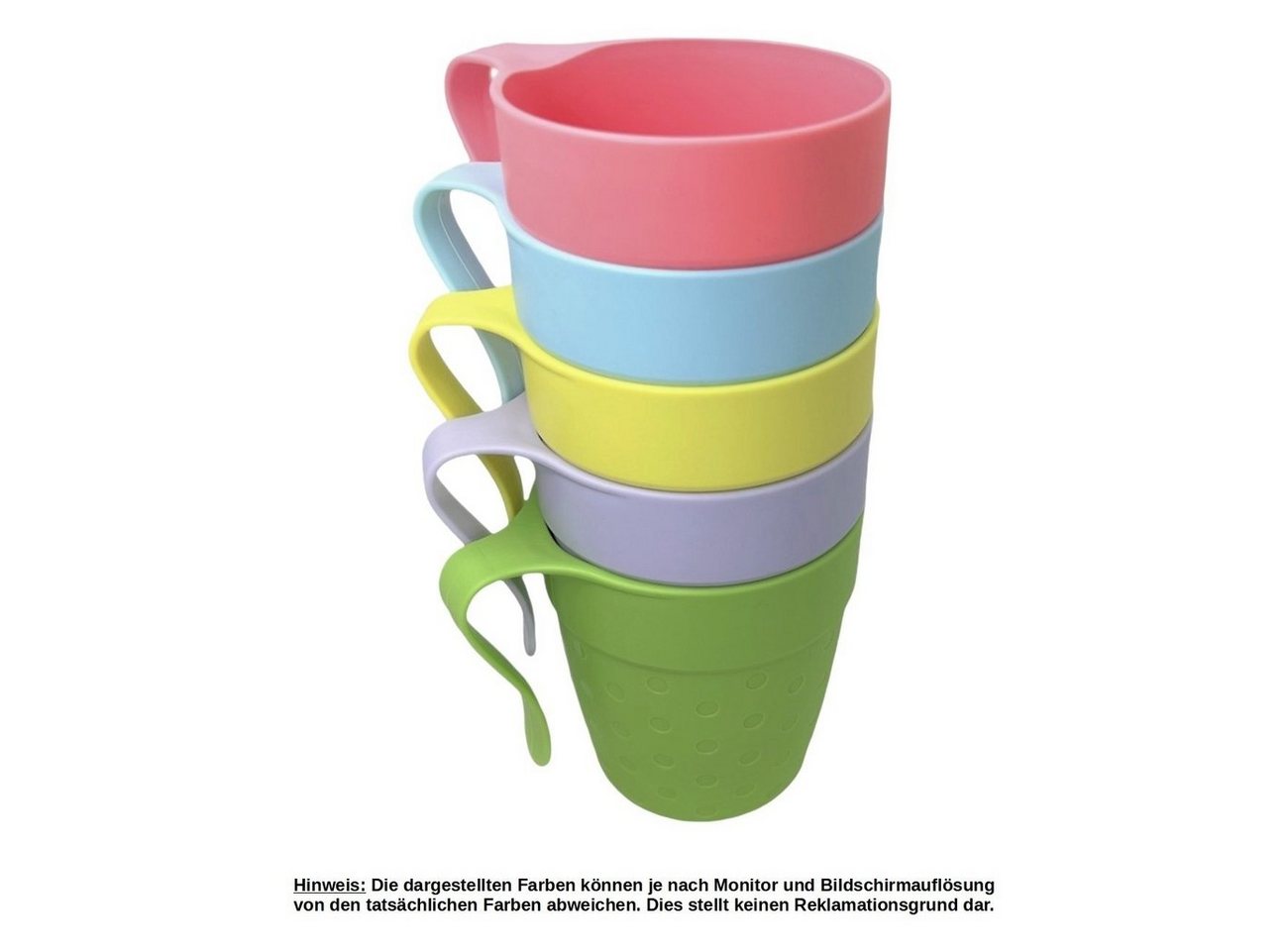 Engelland Kinderbecher Plastikbecher mit Henkel, 5-tlg., Kunststoff, BPA-frei, mit Henkel, bunte Mischung, 0,33 Liter – Bild 2 von 4