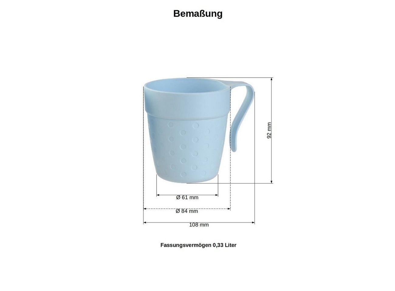 Engelland Kinderbecher Plastikbecher mit Henkel, 5-tlg., Kunststoff, BPA-frei, mit Henkel, bunte Mischung, 0,33 Liter – Bild 4 von 4