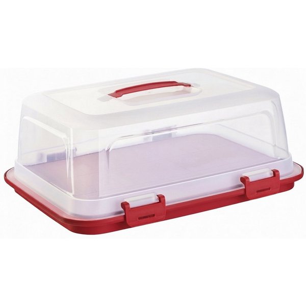 Engelland Kuchentransportbox mit Griff, Deckel und 4-fach Klick-Verschluss, rechteckig, Kunststoff, (L 44 x B 35 x H 17,50 cm, BPA-frei), spülmaschinengeeignet,