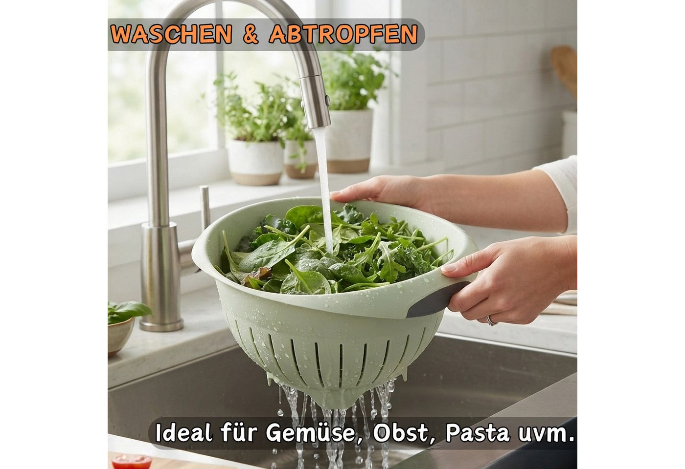 Engelland Nudelsieb Abtropfsieb, Seiher, Kunststoff, (Vorteils-Set, 2-St., Ø 24,5 cm), spülmaschinengeeignet, BPA-frei, lebensmittelecht – Bild 3 von 5