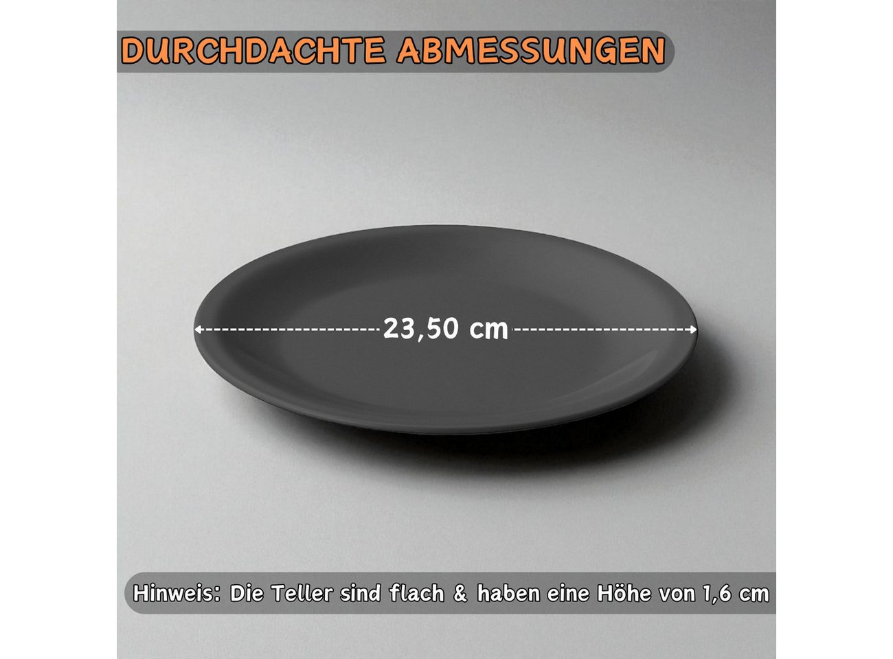 Engelland Plastikteller Wiederverwendbare Kunststoffteller, flach, BPA-frei, Ø 23,5 cm, (20 St), bruchfest, Mehrweg, mikrowellen- & spülmaschinenfest, Camping,  – Bild 2 von 5