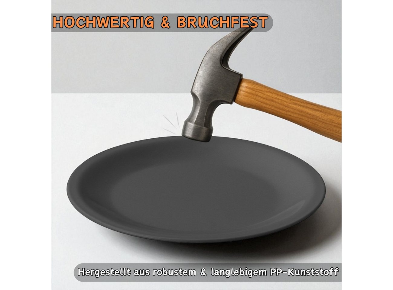 Engelland Plastikteller Wiederverwendbare Kunststoffteller, flach, BPA-frei, Ø 23,5 cm, (20 St), bruchfest, Mehrweg, mikrowellen- & spülmaschinenfest, Camping,  – Bild 4 von 5