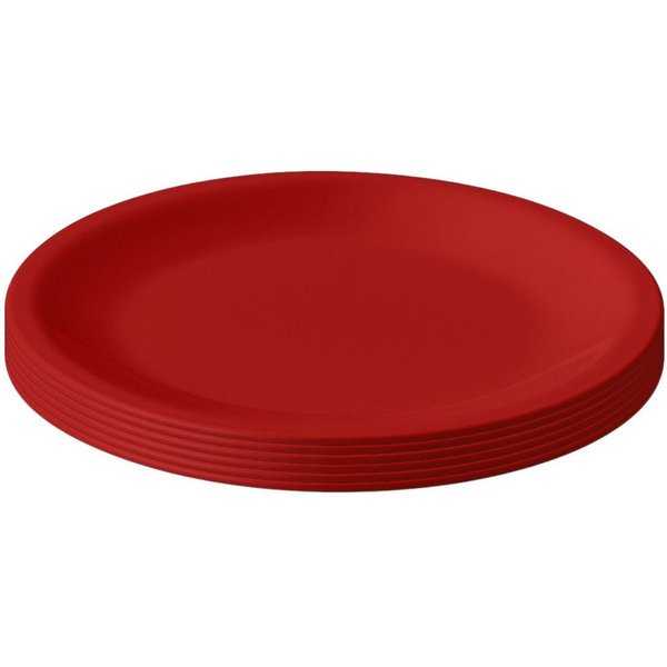 Engelland Plastikteller Wiederverwendbare Kunststoffteller, flach, BPA-frei, Ø 23,5 cm, (6 St), bruchfest, Mehrweg, mikrowellen- & spülmaschinenfest, Camping, P