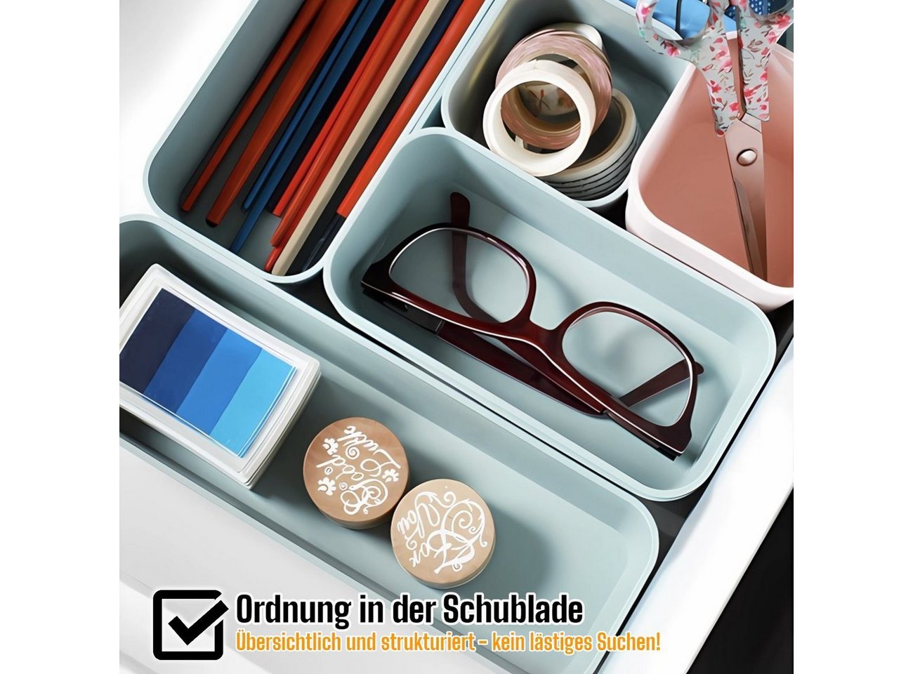 Engelland Schubladeneinsatz Schubladen-Organizer (Vorteils-Set, 16 St., individuelle Anordnung, passend für alle gängigen Schubladen), BPA-frei, spülmaschinenge – Bild 2 von 5