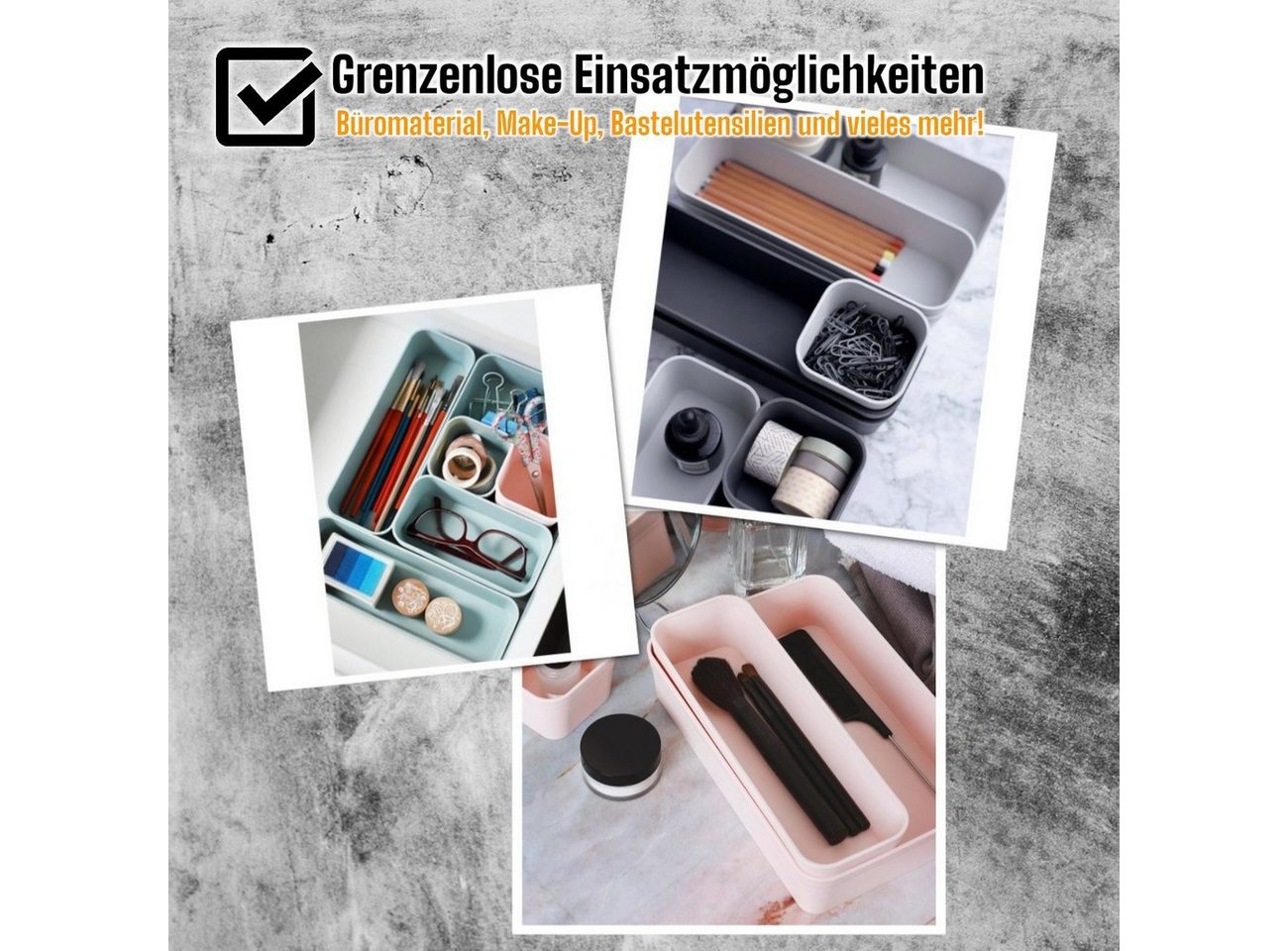 Engelland Schubladeneinsatz Schubladen-Organizer (Vorteils-Set, 16 St., individuelle Anordnung, passend für alle gängigen Schubladen), BPA-frei, spülmaschinenge – Bild 3 von 5