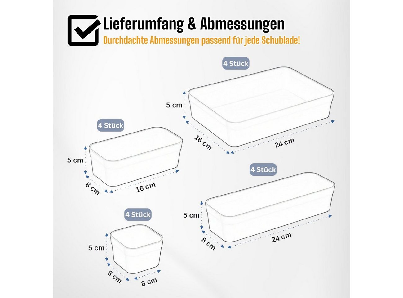 Engelland Schubladeneinsatz Schubladen-Organizer (Vorteils-Set, 16 St., individuelle Anordnung, passend für alle gängigen Schubladen), BPA-frei, spülmaschinenge – Bild 4 von 5