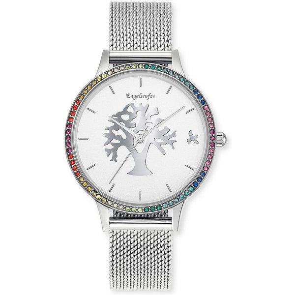 Engelsrufer Quarzuhr Lebensbaum ERWA-TREE02-MS-MSZM, Armbanduhr, Damenuhr, Edelstahlarmband, analog