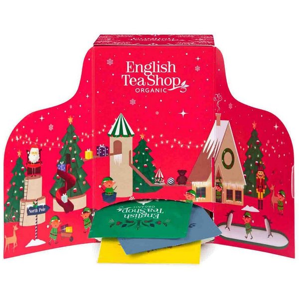 English Tea Shop Tee Adventskalender "Elfen-Dorf" rot, 24 verschiedene BIO Tees, Kräutertees, Früchtetees, Schwarztees, Rooibostees, Gewürztees, ...