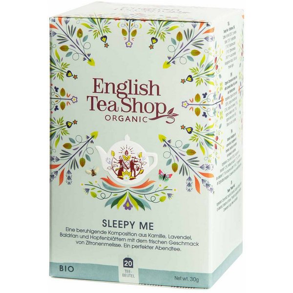 English Tea Shop Tee Sleepy Me, BIO Wellness-Tee, 20 Teebeutel, Perfekter Abendtee mit Kamille, Lavendel, Baldrian und Zitronenmelisse