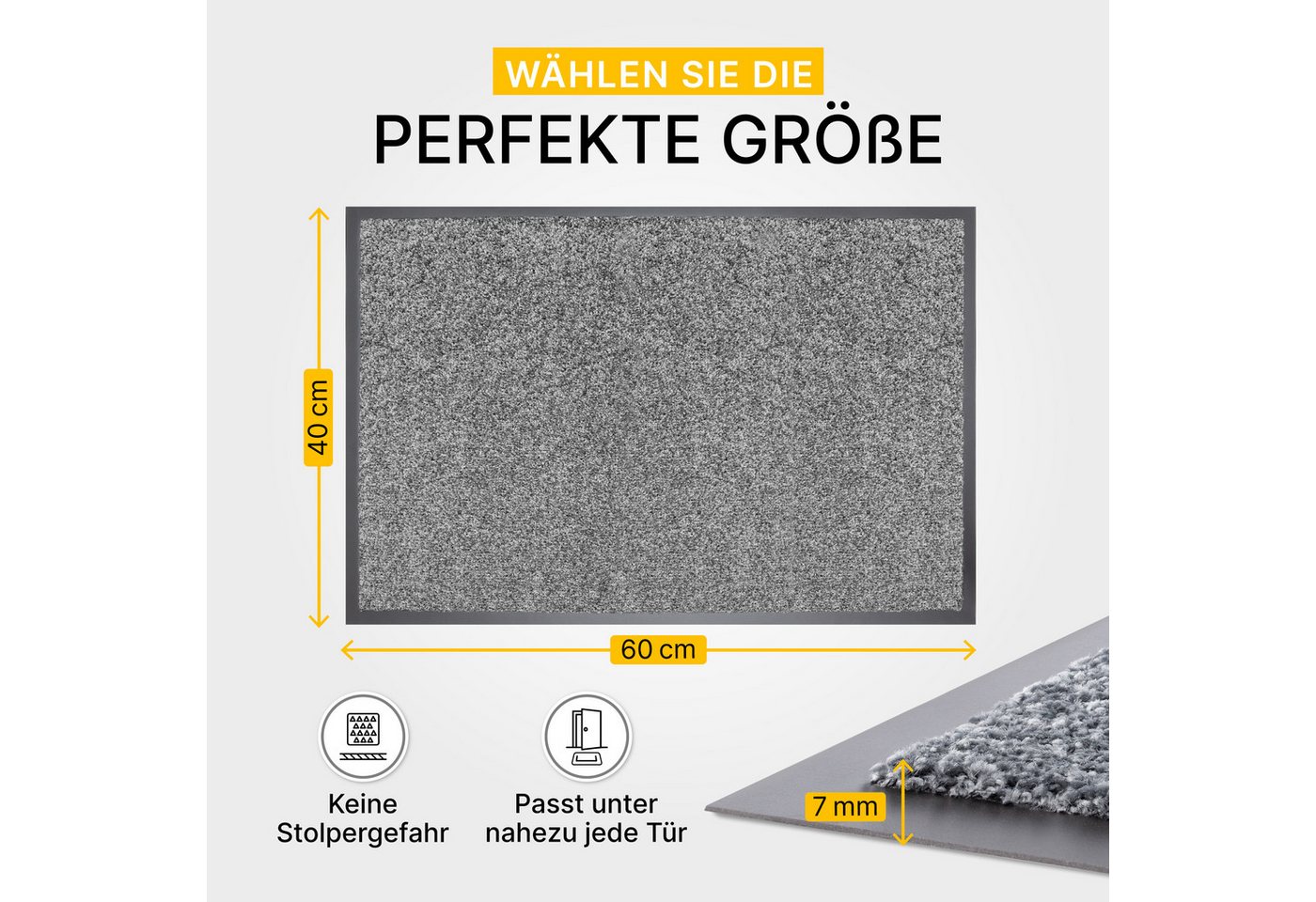 Entrando Fußmatte FIEL, Rechteckig, Höhe: 7 mm, Schmutzfangmatte Innen & Außen waschbar rutschfest dünn saugstark – Bild 2 von 5