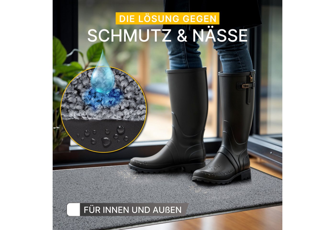 Entrando Fußmatte FIEL, Rechteckig, Höhe: 7 mm, Schmutzfangmatte Innen & Außen waschbar rutschfest dünn saugstark – Bild 3 von 5