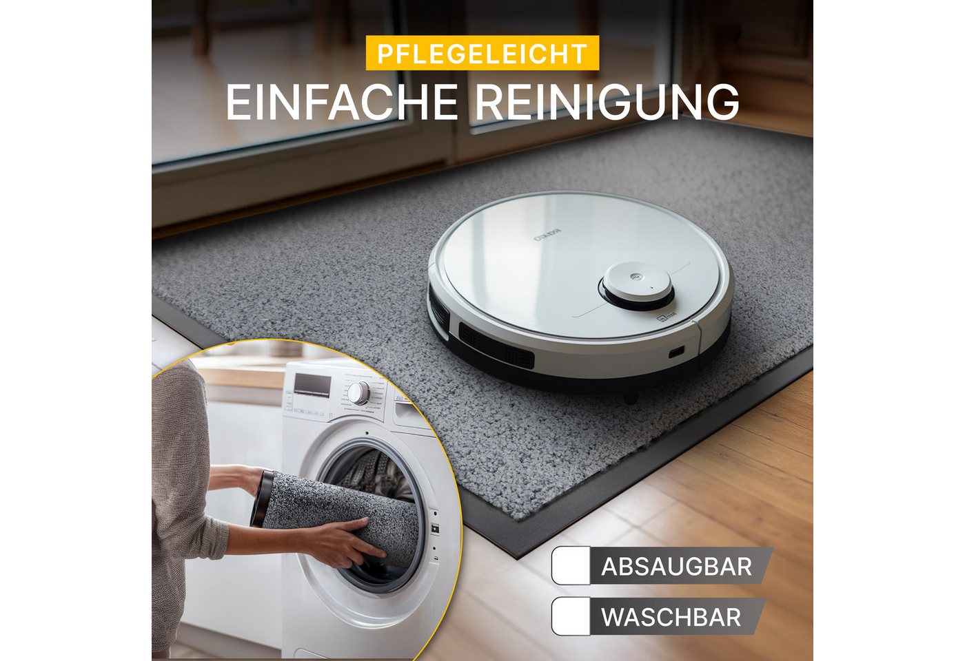 Entrando Fußmatte FIEL, Rechteckig, Höhe: 7 mm, Schmutzfangmatte Innen & Außen waschbar rutschfest dünn saugstark – Bild 5 von 5
