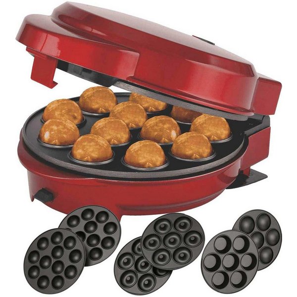 EPIQ Donut-Maker 3in1 Donut Muffin und Popcake-Maker 3 wechselbare Backplatten Rot, 700 W