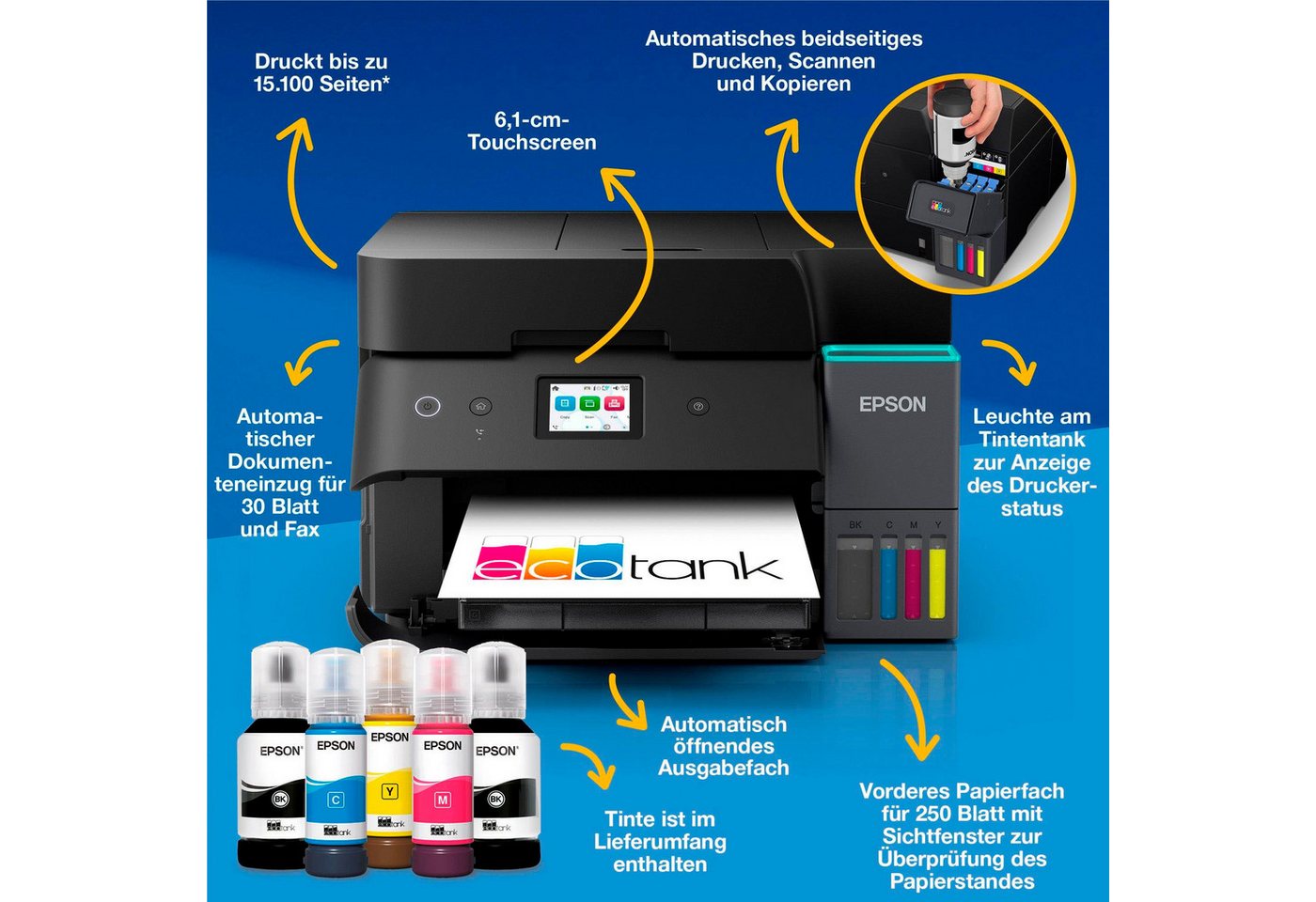 Epson EPSON EcoTank ET-4950 Tinten-M Multifunktionsdrucker, (ADF (Automatischer Dokumenteneinzug) – Bild 5 von 5