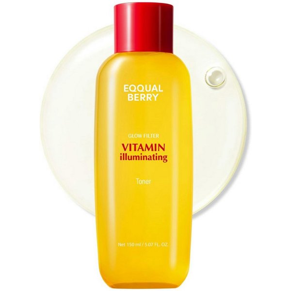 Eqqualberry Toner Vitamin Illuminating Toner 150 ml – Aufhellender Gesichtstoner mit Niacinamid 3%, Tranexamsäure, Bromelain-Enzym & Vitamin C –, K-Beauty Toner