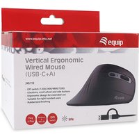 Equip Ergonomische Maus USB-A/-C Stker 1.80m Rechts schwarz