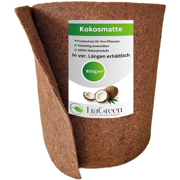 EraGreen Kokosmatte Kokosmatte 800g/m² 0,5m x 5m Winterschutz Pflanzen Kälteschutz Frosts, (Kokosmatte 800g/m² 0,5m x 5m, einseitig mit Naturlatex)