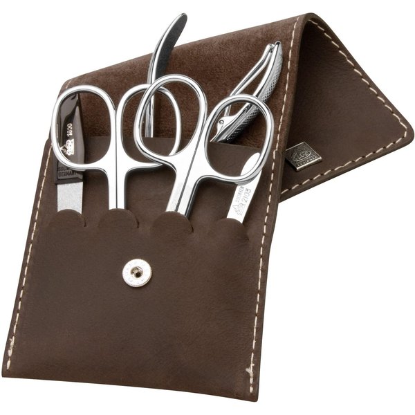 ERBE Maniküre-Etui, 5 tlg., Rindleder-Etui mit Druckknopf