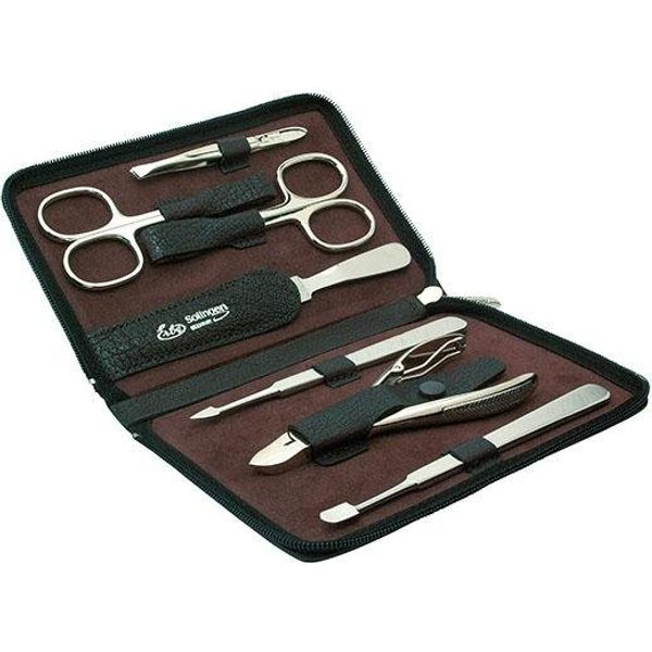ERBE Maniküre-Etui Lederetui mit Zippverschluss, 7 tlg., bestückt mit Solinger Premium Stahlwaren