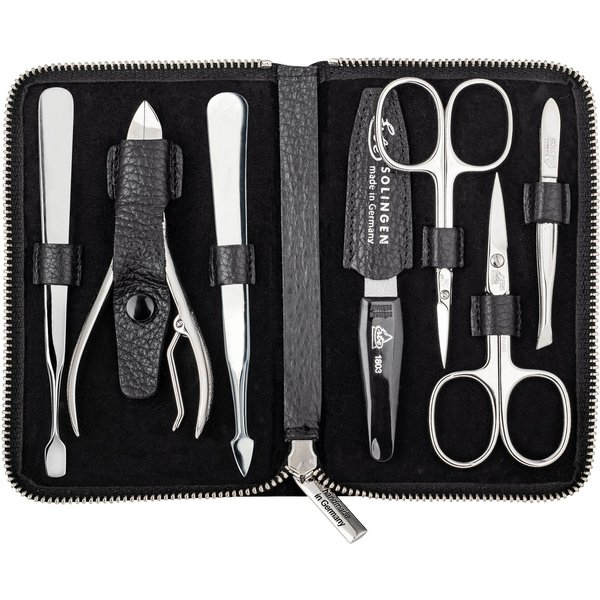 ERBE Maniküre-Etui Lederetui mit Zippverschluss, 7 tlg., Rindleder