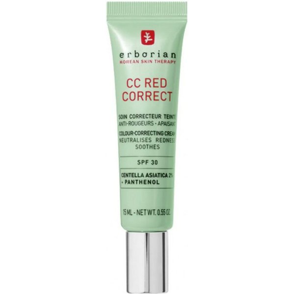 Erborian Gesichtspflege CC Red Correct mit Centella Asiatica gegen Rötungen und Unregelmäßigkeiten im Teint, Farbkorrektur & Teint-Perfektionierer, LSF 30
