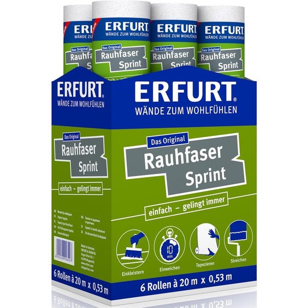 ERFURT Papiertapete Rauhfaser SPRINT, 20 m x 0,53 m - 6 Rollen