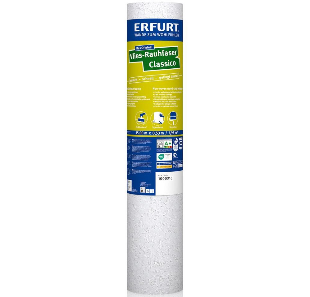 ERFURT Vliestapete Rauhfaser CLASSICO, 15 m x 0,53 m - 12 Rollen – Bild 3 von 3