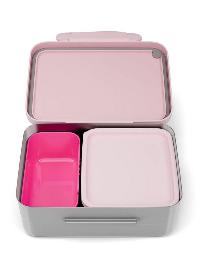 ergobag Lunchbox Edelstahl Brotdose, Edelstahl, (Edelstahl Brotdose, 3-tlg., 1x Brotdose, 1x Trennfach), spülmaschinengeeignet bis 45 Grad, Handwäsche empfohlen – Bild 3 von 4