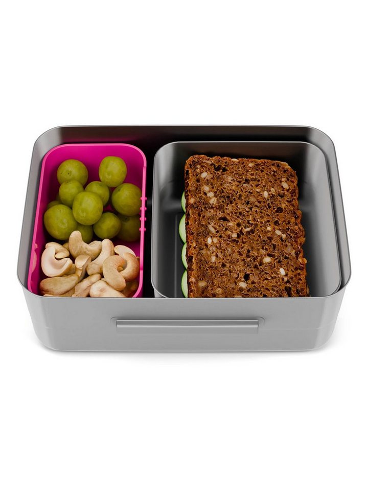 ergobag Lunchbox Edelstahl Brotdose, Edelstahl, (Edelstahl Brotdose, 3-tlg., 1x Brotdose, 1x Trennfach), spülmaschinengeeignet bis 45 Grad, Handwäsche empfohlen – Bild 4 von 4