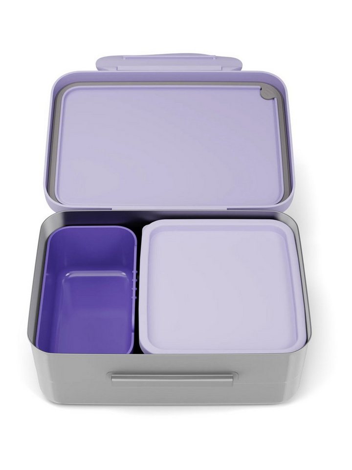 ergobag Lunchbox Edelstahl Brotdose, Edelstahl, (Edelstahl Brotdose, 3-tlg., 1x Brotdose, 1x Trennfach), spülmaschinengeeignet bis 45 Grad, Handwäsche empfohlen – Bild 3 von 4