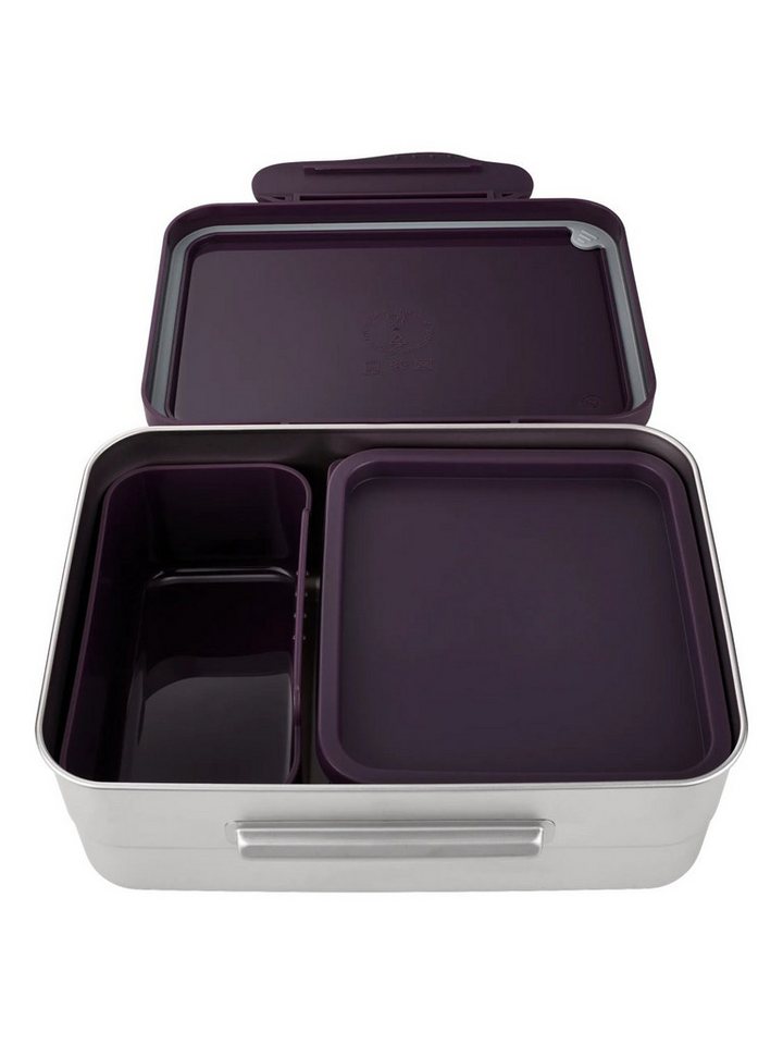 ergobag Lunchbox Edelstahl Brotdose, Edelstahl, (Edelstahl Brotdose, 3-tlg., 1x Brotdose, 1x Trennfach), spülmaschinengeeignet bis 45 Grad, Handwäsche empfohlen – Bild 3 von 4