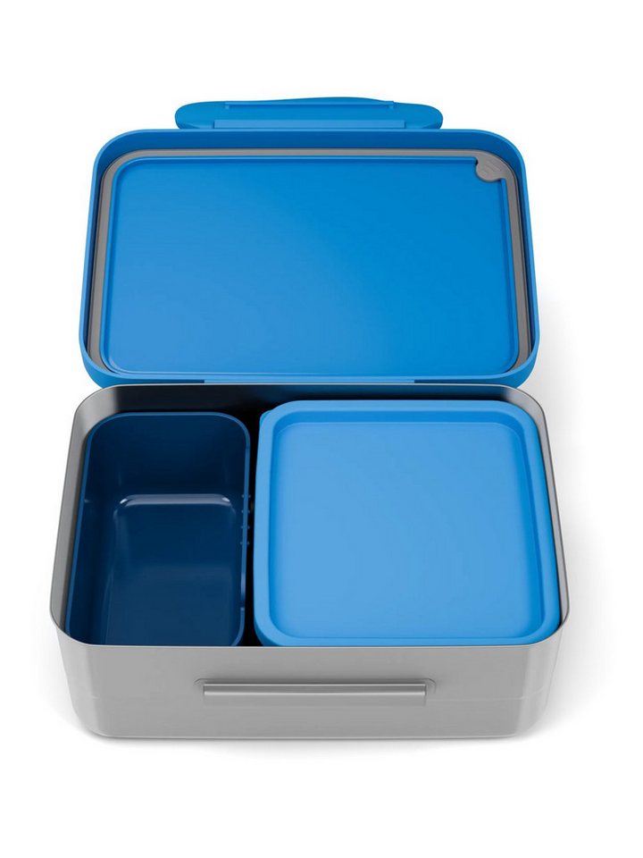 ergobag Lunchbox Edelstahl Brotdose, Edelstahl, (Edelstahl Brotdose, 3-tlg., 1x Brotdose, 1x Trennfach), spülmaschinengeeignet bis 45 Grad, Handwäsche empfohlen – Bild 3 von 4
