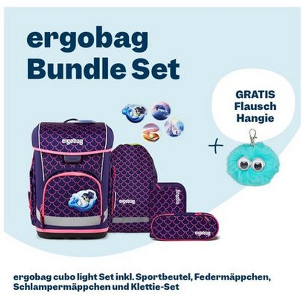 ergobag Schulranzen cubo light Bundle Set (5-tlg., 6-teiliges Set), wiegt nur 860g