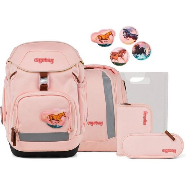 ergobag Schulranzen pack Set (6-tlg., 6-teiliges Set), größenverstellbares Rückensystem